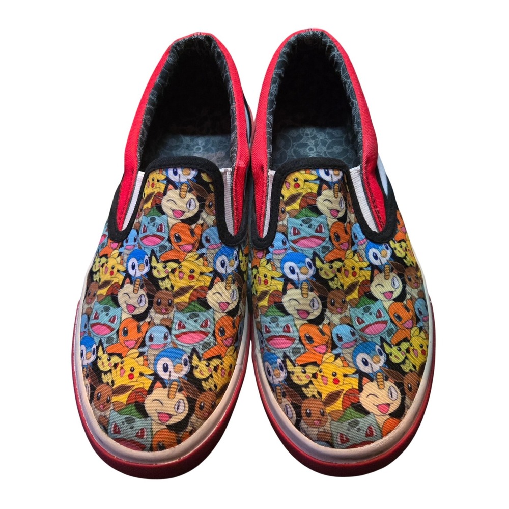Pokemon Youth Slip-On Canvas Shoes Size 4 Pikachu +‎ Friends Cute Pre-Owned